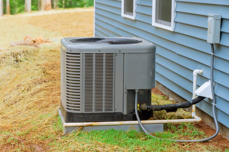 Resources 2 Installation of electric air conditioner residential outside near a new house